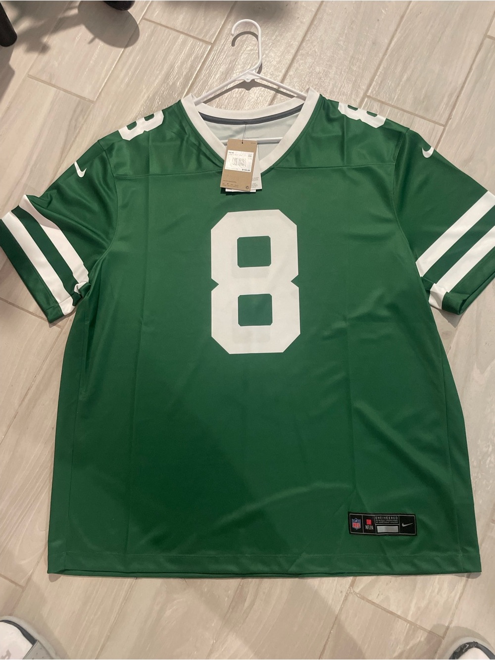 Nike Men’s Green #8 Football Jersey with White Accents